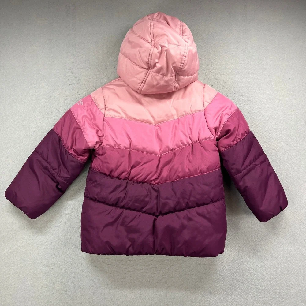 OshKosh Bgosh Jacket Girls 5/6 Pink Purple Hooded Fleece Outdoor Puffer Coat